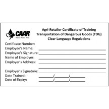 NH3 Retailer Safety Training Certificates/Replacements