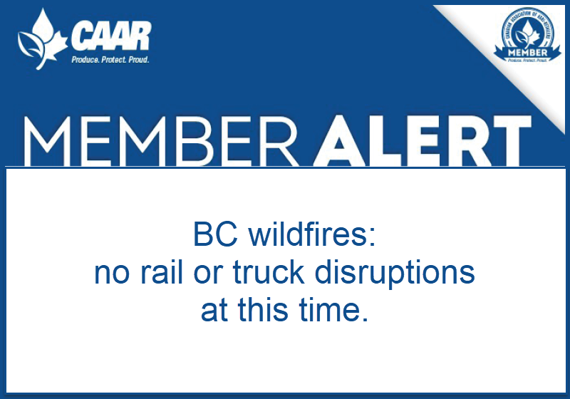 Banner for CAAR sharing Transport Canada Updates on BC Wildfires 