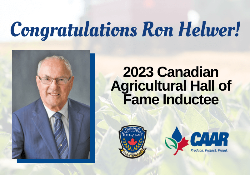 Ron Helwer announced as an inductee into the Canadian Agricultural Hall of Fame